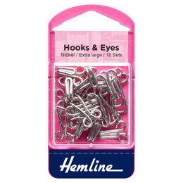 Hemline Hooks and Eyes: Nickel: Size 9