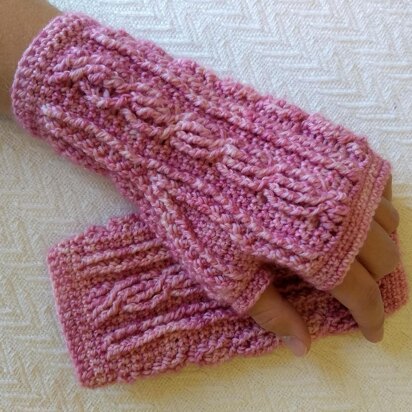 Braided Rose Fingerless Gloves