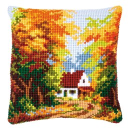 Vervaco Forest House Cross Stitch Cushion Kit - 40 x 40 cm