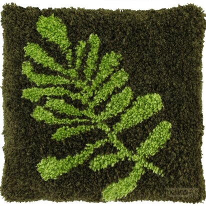 Kissen-Knüpfset „Grünes Blatt“ von Pako – 40 x 40 cm