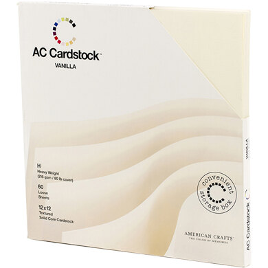 American Crafts Textured Cardstock Pack 12"X12" 60/Pkg - Solid Vanilla