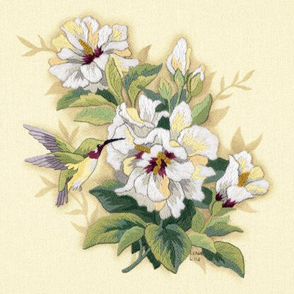 Dimensions Hibiscus Floral Crewel Printed Embroidery Kit - 30 x 30cm