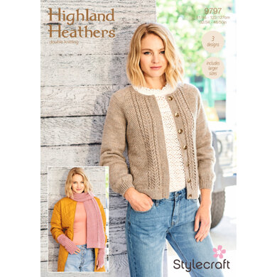Cardigan, Scarf and Wristwarmers in Stylecraft Highland Heathers - 9797 - Downloadable PDF