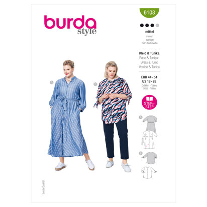 Burda Style Women's Dress B6108 - Paper Pattern, Size 18-28