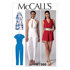 McCall's Misses' Pleated Surplice/Plunging-Neckline Rompers Jumpsuits and Belt M7366 - 14-16-18-20-22