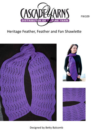 Feather, Feather and Fan Shawlette in Cascade Heritage - FW109
