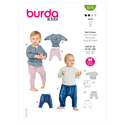 Burda Style Babies' Top and Trousers or Pants B9278 - Paper Pattern, Size 1M-18M
