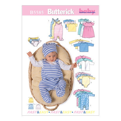 Butterick Infants' Jacket, Dress, Top, Romper, Diaper Cover and Hat B5585 - Sewing Pattern