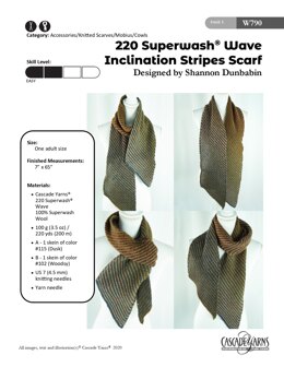 Inclination Stripes Scarf in Cascade Yarns 220 Superwash Wave - W790 - Downloadable PDF
