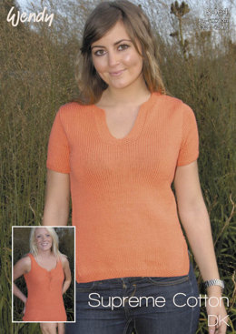 Short Sleeved Top and Fitted Vest in Wendy Supreme Cotton Dk - 5464