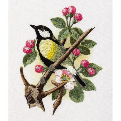 Panna Great Tit on a Branch Printed Embroidery Kit