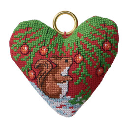 Permin Squirrel in Heart Cross Stitch Kit - 9 x 8 cm