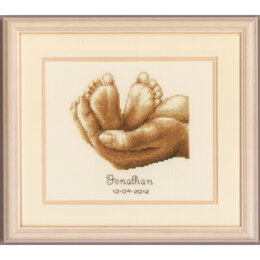 Vervaco Tiny Feet Birth Sampler Cross Stitch Kit - 19cm x 16cm