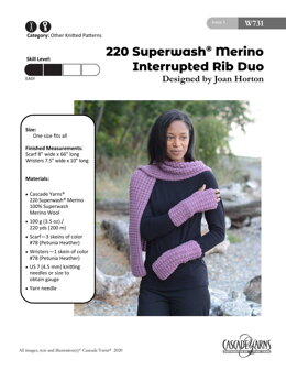 Interrupted Rib Duo in Cascade Yarns 220 Superwash Merino - W731 - Downloadable PDF