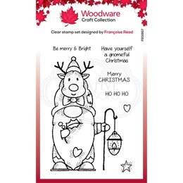 Woodware Clear Singles Reindeer Gnome Stamp 4in x 6in