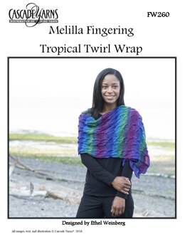 Tropical Twirl Wrap in Cascade Yarns Melilla Fingering - FW260 - Downloadable PDF
