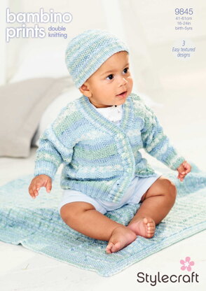 Cardigan, Hat and Blanket in Stylecraft Bambino Prints DK - 9845 - Downloadable PDF