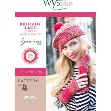 Brittany Lace Beret and Hand Warmers in West Yorkshire Spinners Signature 4 Ply - Downloadable PDF