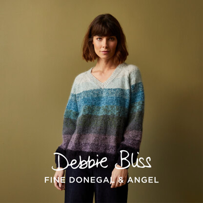 Brampton - Jumper Knitting Pattern For Women in Debbie Bliss Fine Donegal & Angel by Debbie Bliss