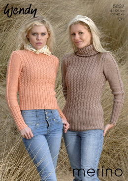Cabled Sweaters in Wendy Merino DK - 5637