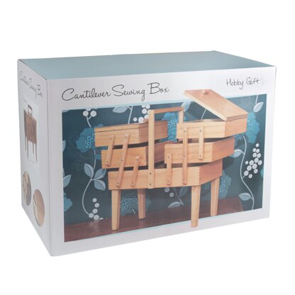 Hobbygift Cantilever Wood 3 Tier Sewing Box With Legs 