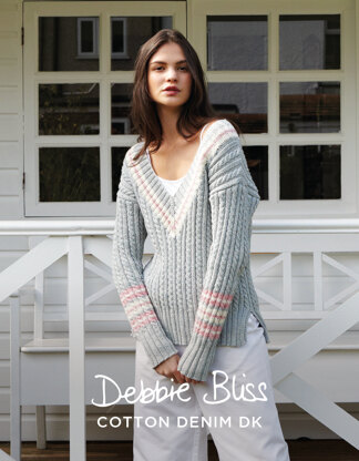 "Matilda Sweater" - Sweater Knitting Pattern For Women in Debbie Bliss Cotton Denim DK - DBS052