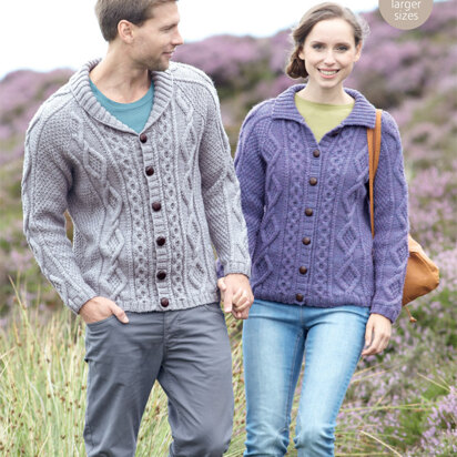 Flat Collar & Shawl Collar Cardigans in Hayfield Aran with Wool - 7065 - Downloadable PDF