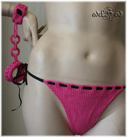 Knitters handcuffs and thongs