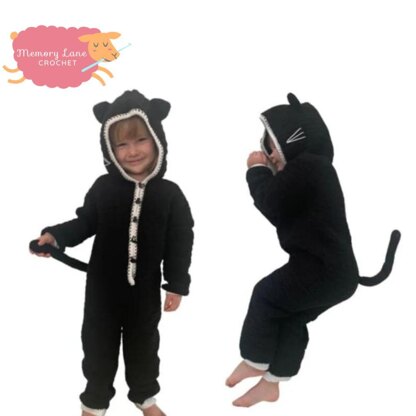 Black cat kids onesie costume