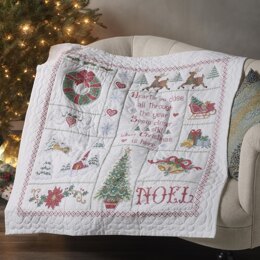 Bucilla Stamped Cross Stitch Lap Quilt 45in x 45in - Christmas Sampler