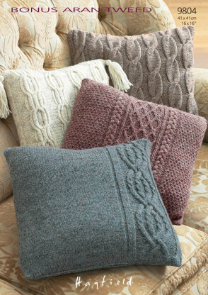 Pillow Cases in Hayfield Bonus Aran Tweed with Wool - 9804