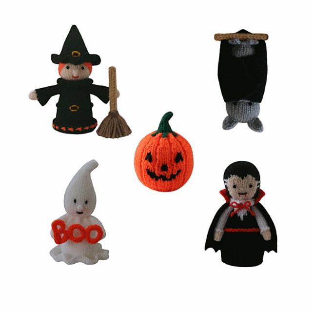 Pumpkin 10 Brand New From Peru Knitted Finger Puppets Halloween Witches Ghost 