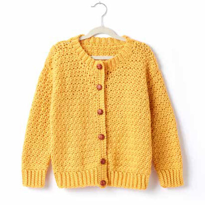 Adult's Crochet Crew Neck Cardigan in Caron Simply Soft - Downloadable PDF
