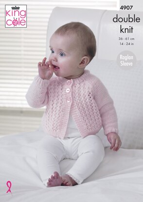 Baby Raglan Cardigans in King Cole Baby Pure DK - 4907 - Downloadable PDF