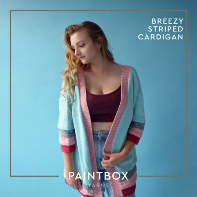 Breezy Striped Cardigan - Free Cardigan Knitting Pattern in Paintbox Yarns Cotton DK and Metallic DK - Free Downloadable PDF