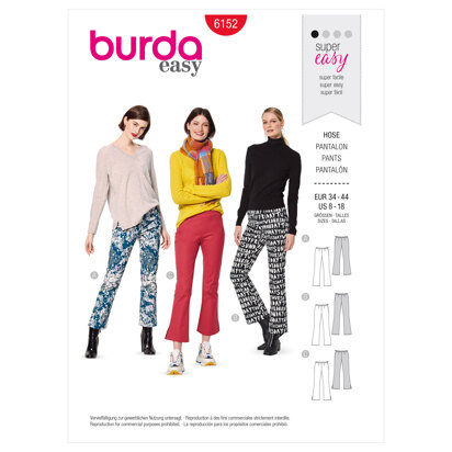 Burda Style Misses' Flared Trousers or Pants with A Waistband And Side Zipper B6152 - Paper Pattern, Size 8-18