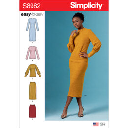 Simplicity S8982 Misses Knit Two Piece Sweater Dress, Tops, Skirts - Sewing Pattern