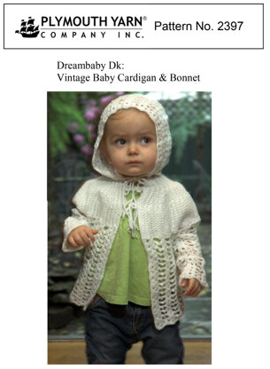 Vintage Baby Cardigan & Bonnet in Plymouth Yarn Dreambaby DK - 2397 - Downloadable PDF