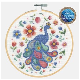 DMC Peacock in Bloom Cross Stitch Kit with Hoop