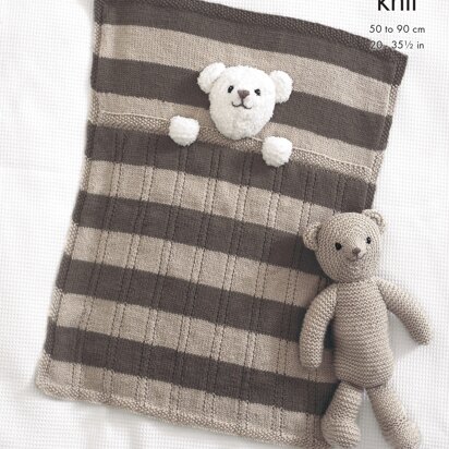 Baby Blankets and Teddy Bear Toy in King Cole DK - 4005 - Downloadable PDF