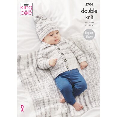 Blanket, Sweater, Jackets and Hat Knitted in King Cole DK - 5704 - Downloadable PDF