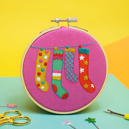 The Make Arcade Christmas Stockings Printed Embroidery Kit