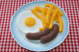 Knitting & Crochet Pattern for Sausage, Egg and Chips / Fries - Knitted Play Food