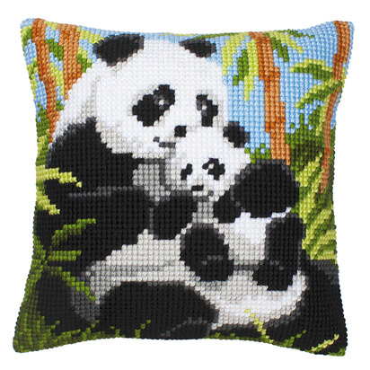 Vervaco Panda and Cub Cushion Front Chunky Cross Stitch Kit - 40cm x 40cm