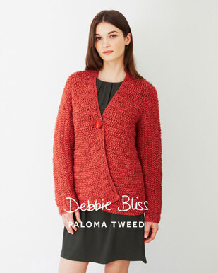 "Sideways Knitted Jacket" - Jacket Knitting Pattern For Women in Debbie Bliss Paloma Tweed - DB041