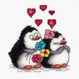 PANNA Penguins in Love Cross Stitch Kit - 11.5cm x 12.5cm