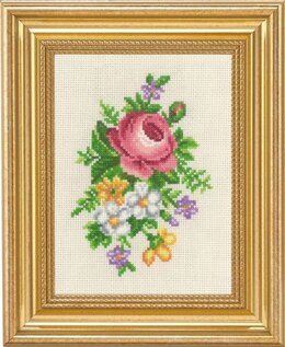 Permin Rose & White Floral Cross Stitch Kit - 14 x 19 cm