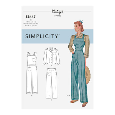 Simplicity Pattern 8447 Women's Vintage Trousers, Overalls and Blouses 8447 - Sewing Pattern