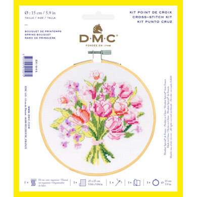 DMC Floral Spring Cross Stitch Kit - 9.8 x 9.8 in (25 x 25 cm)