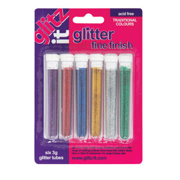 Glitz It Fine Glitter Tube Pack (6pk 3g) - Traditional
